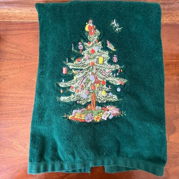 2 1978 Avanti Grand Prix Towels Spode Christmas Tree Bath & Hand Cotton Green - Picture 3 of 12